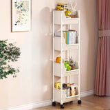 Casual White Polymer Vertical Rolling Storage Bookshelf Image - 4