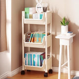 Casual White Polymer Vertical Rolling Storage Bookshelf Image - 5