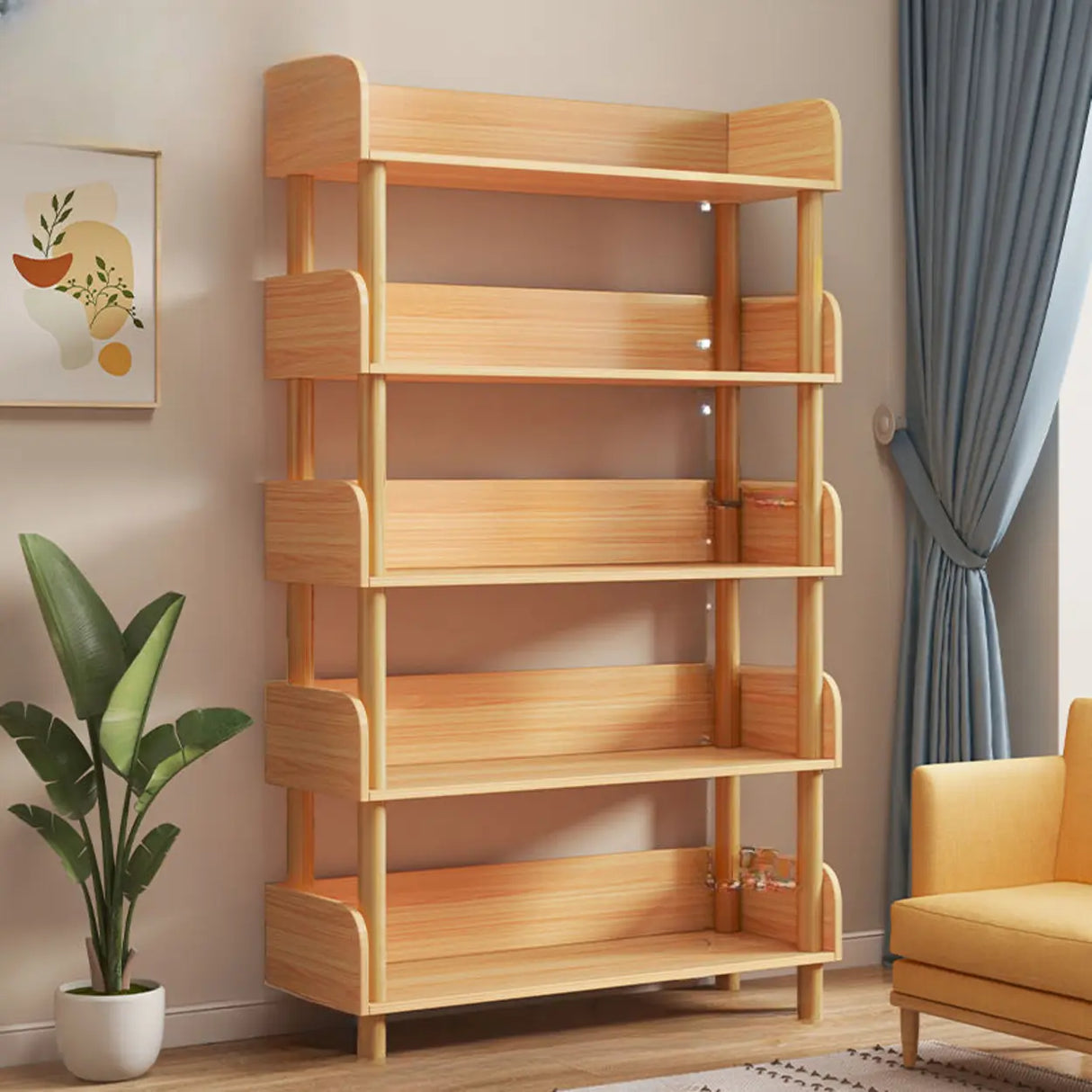 Casual Wooden Rack Rectangular Display Bookshelf White Image - 10