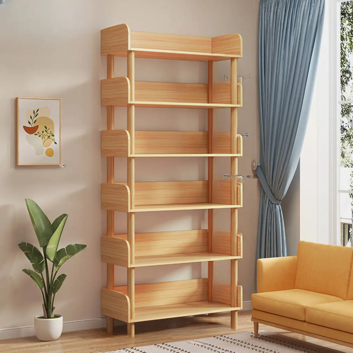 Casual Wooden Rack Rectangular Display Bookshelf White Image - 18