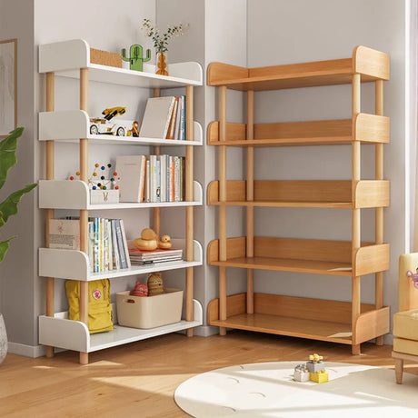 Casual Wooden Rack Rectangular Display Bookshelf White Image - 2