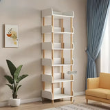 Casual Wooden Rack Rectangular Display Bookshelf White Image - 20