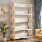 Casual Wooden Rack Rectangular Display Bookshelf White Image - 22