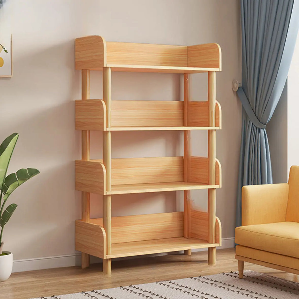 Casual Wooden Rack Rectangular Display Bookshelf White Image - 23