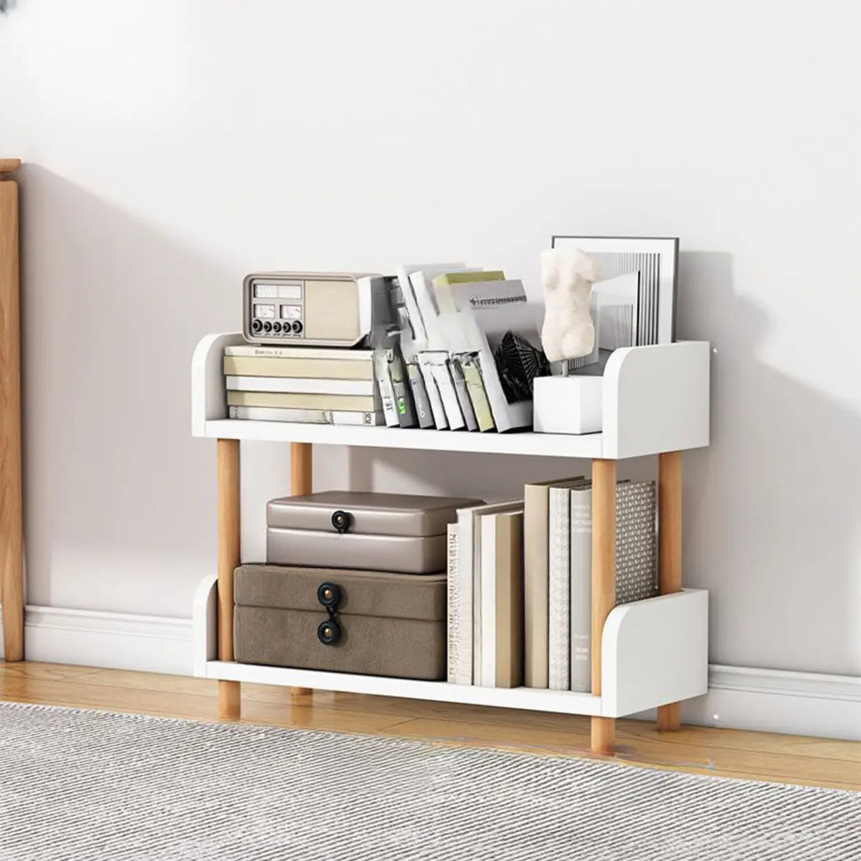 Casual Wooden Rack Rectangular Display Bookshelf White Image - 25