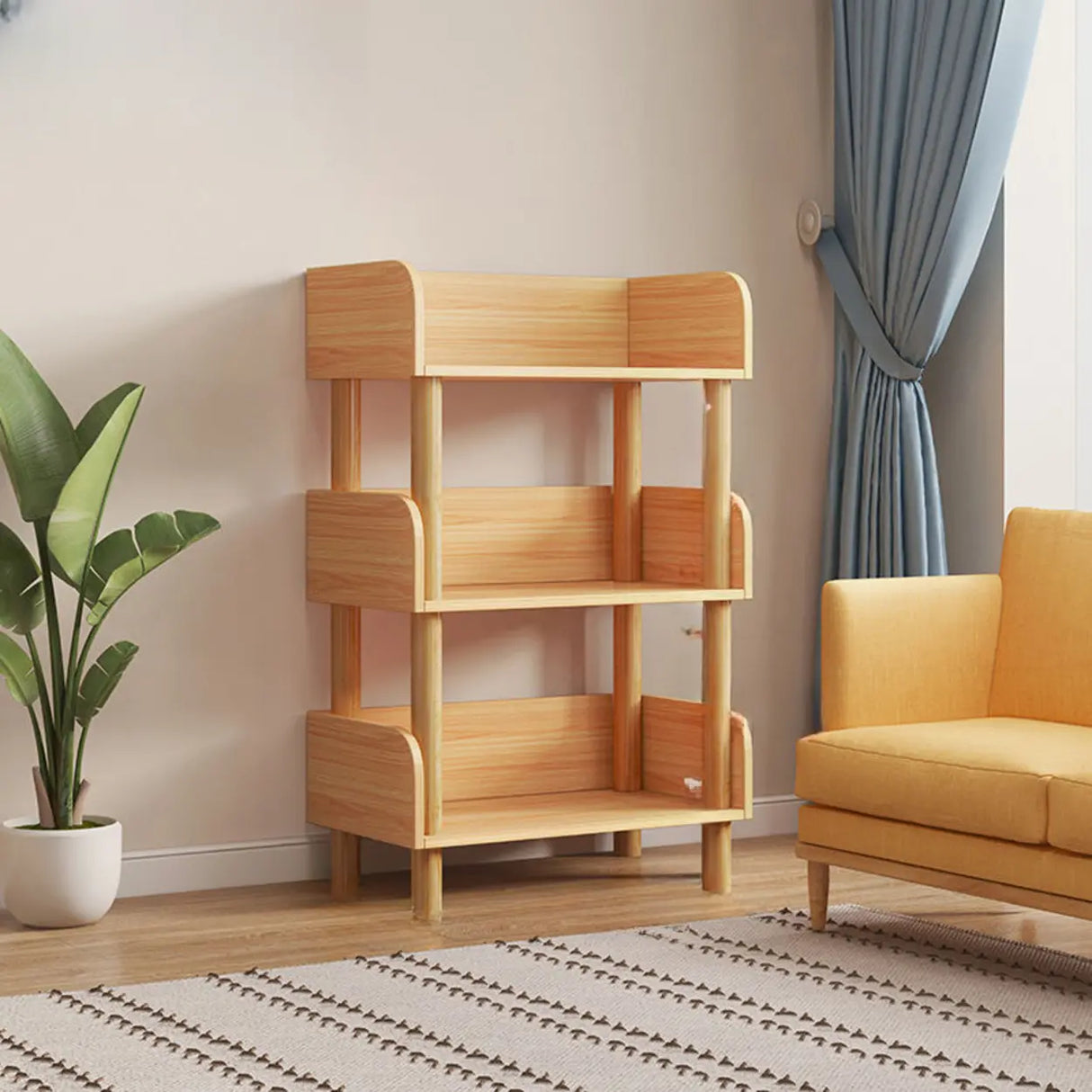 Casual Wooden Rack Rectangular Display Bookshelf White Image - 26