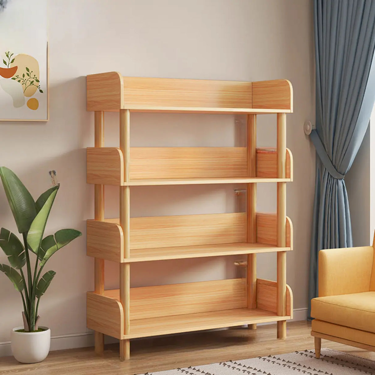 Casual Wooden Rack Rectangular Display Bookshelf White Image - 27
