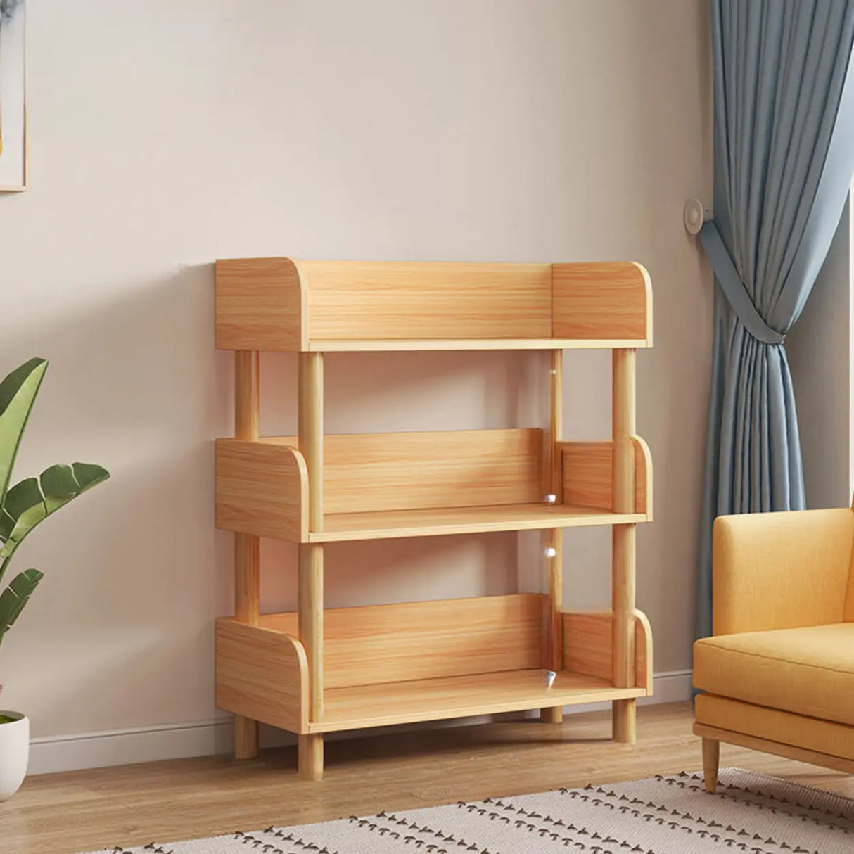 Casual Wooden Rack Rectangular Display Bookshelf White Image - 28