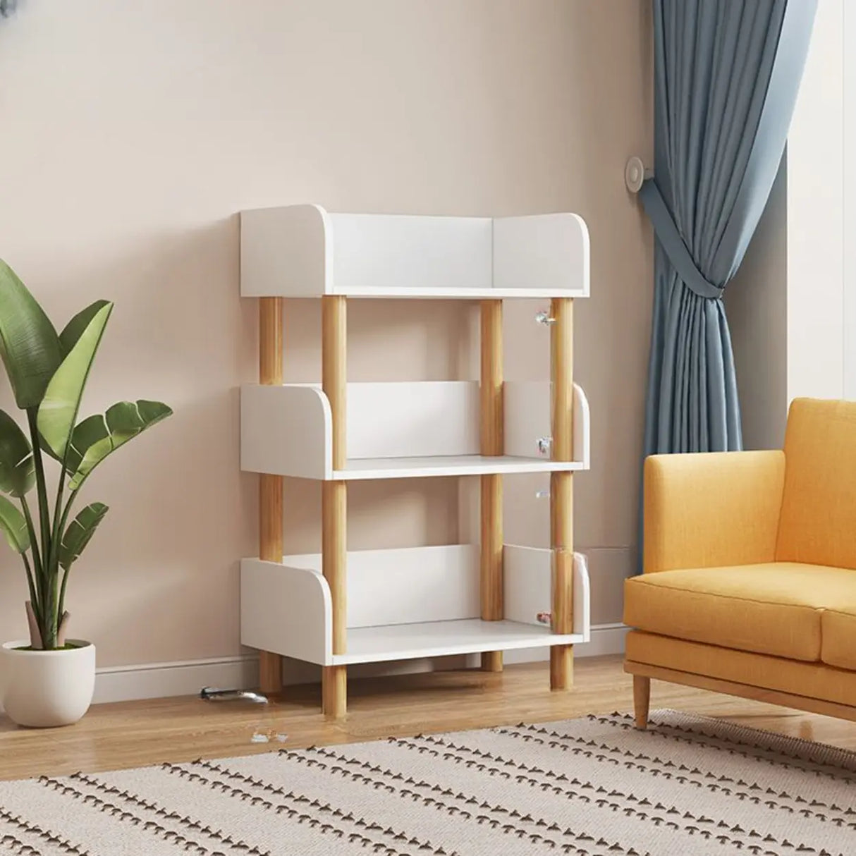 Casual Wooden Rack Rectangular Display Bookshelf White Image - 29