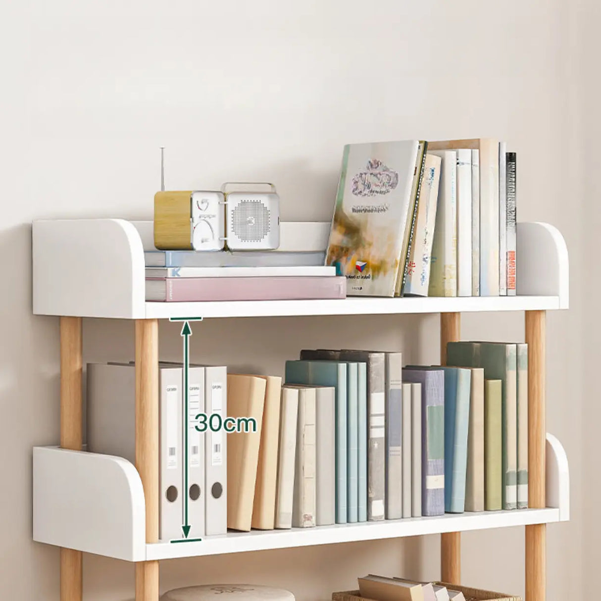 Casual Wooden Rack Rectangular Display Bookshelf White Image - 3