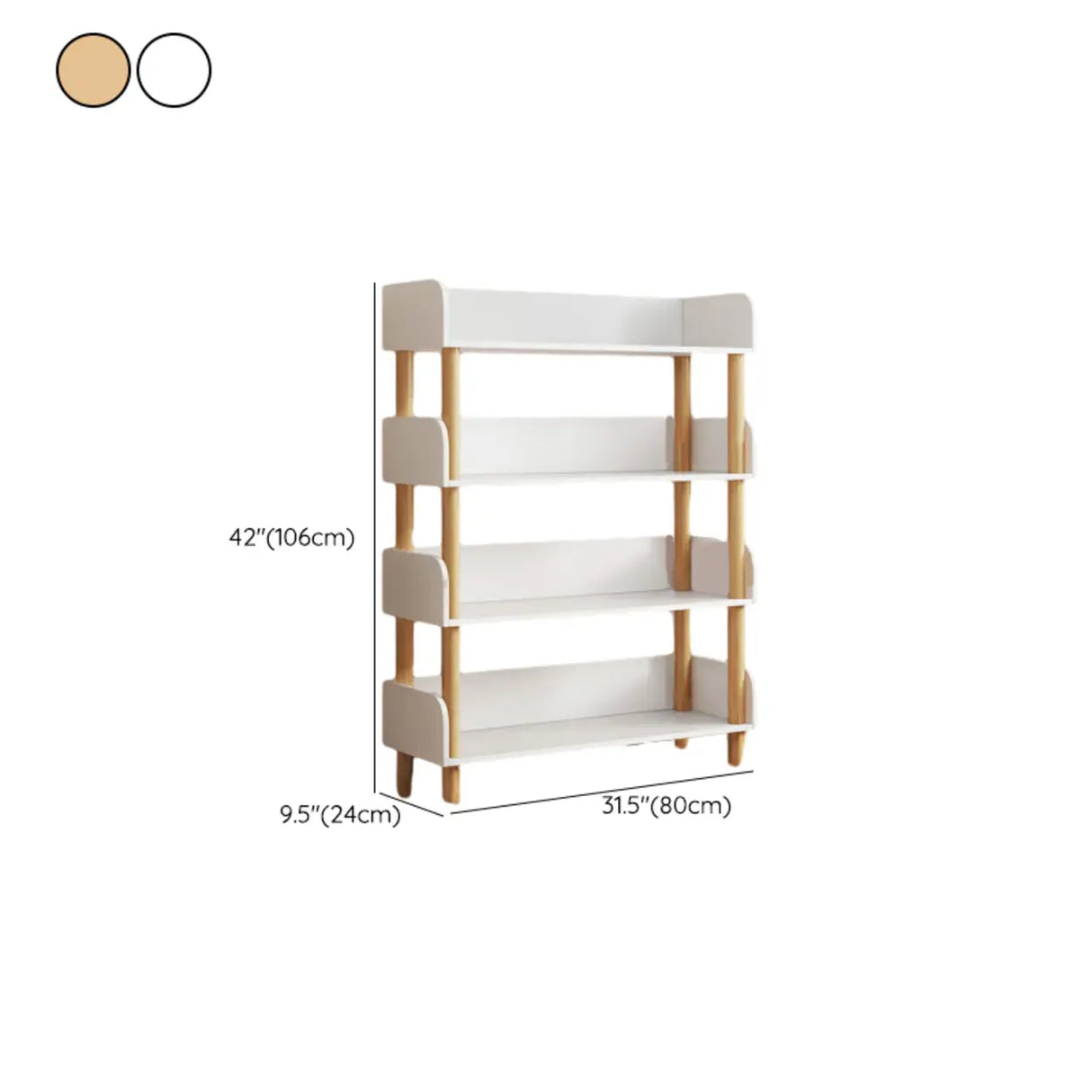 Casual Wooden Rack Rectangular Display Bookshelf White Image - 35