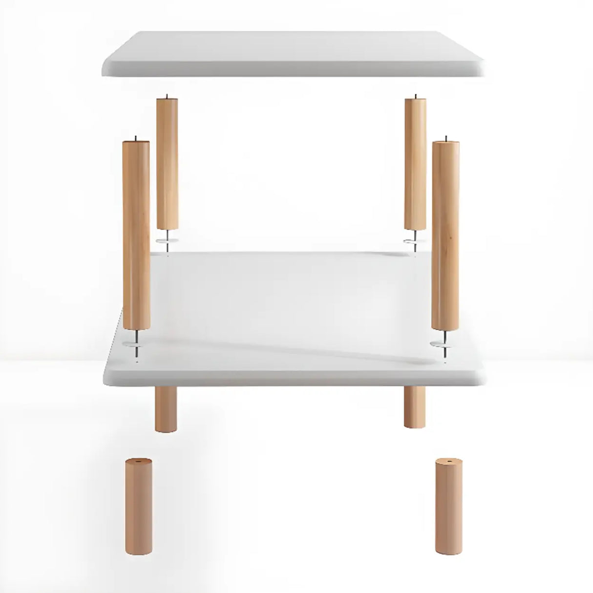 Casual Wooden Rack Rectangular Display Bookshelf White Image - 4