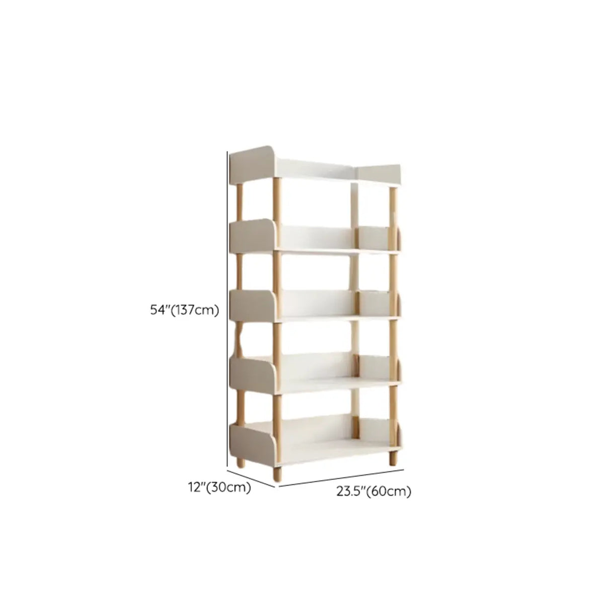 Casual Wooden Rack Rectangular Display Bookshelf White Image - 40