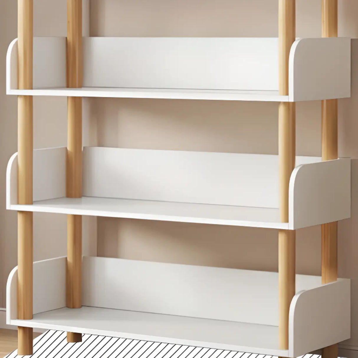 Casual Wooden Rack Rectangular Display Bookshelf White Image - 7
