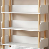 Casual Wooden Rack Rectangular Display Bookshelf White Image - 7