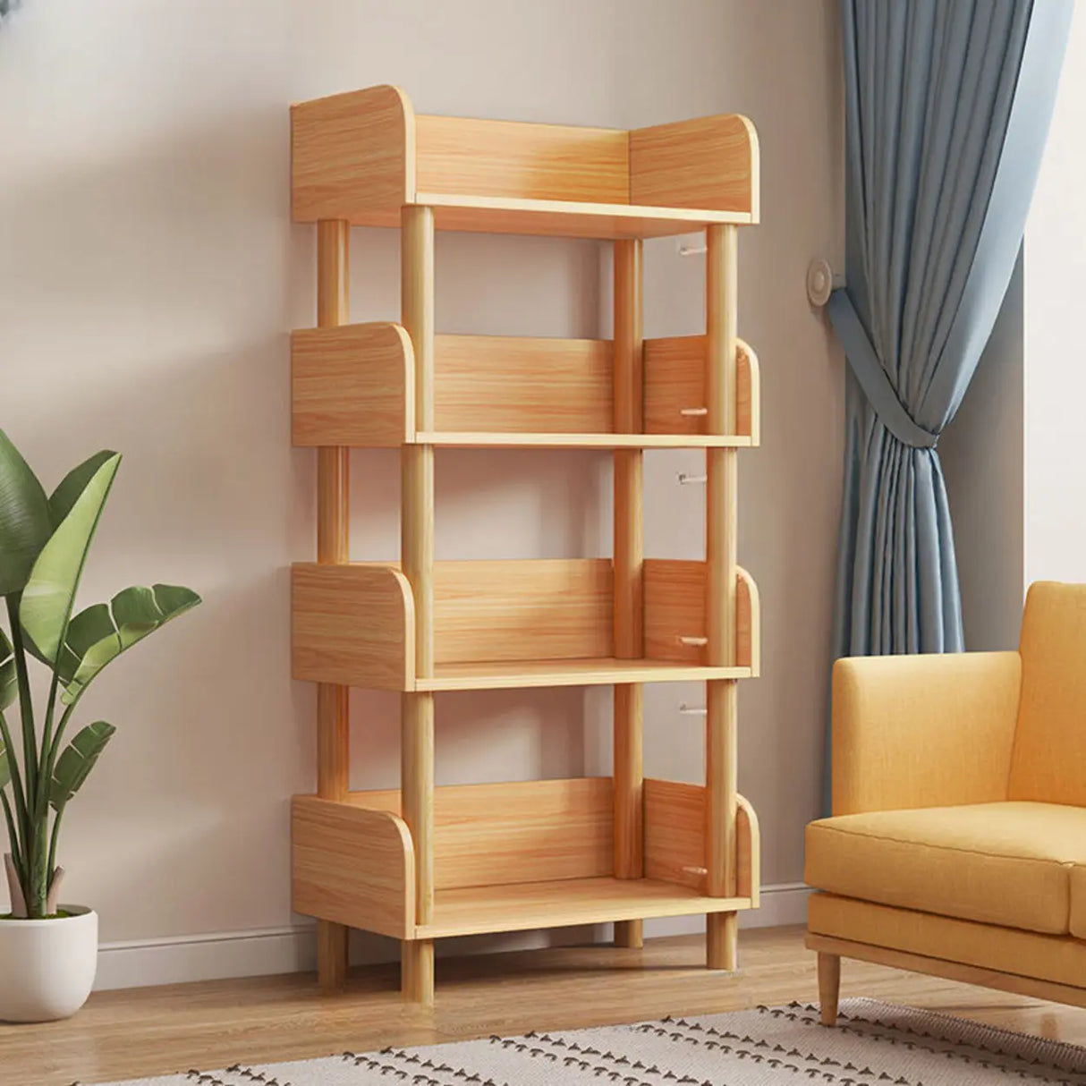 Casual Wooden Rack Rectangular Display Bookshelf White Image - 9