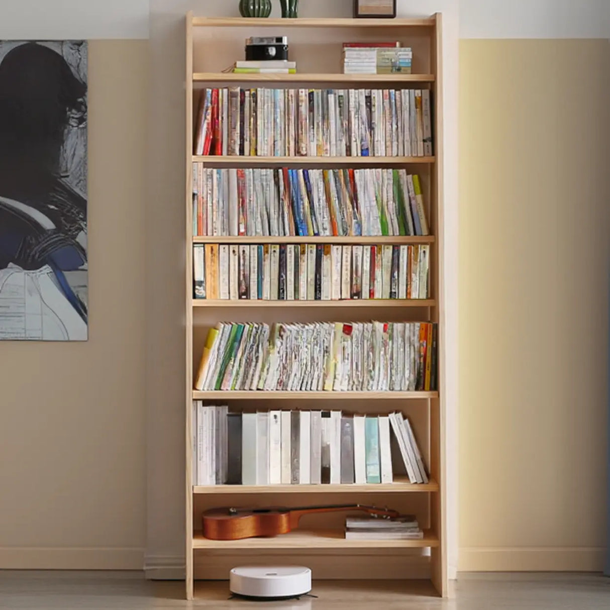 Casual Wooden Vertical Ladder Tall Display Bookcase Image - 6
