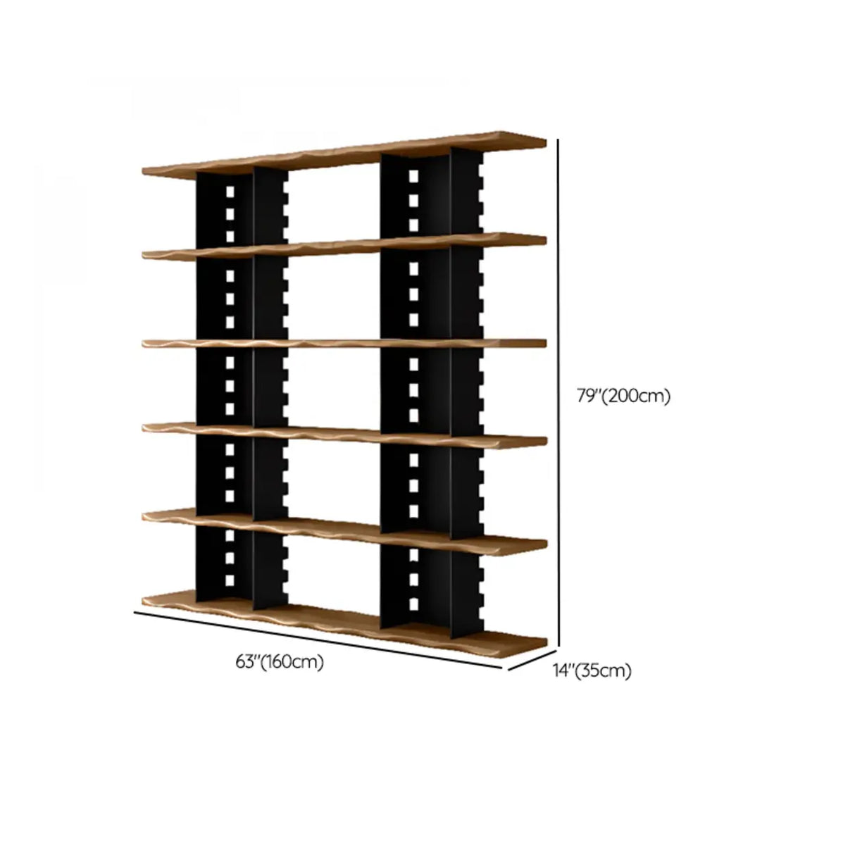 Causal Open Back Metal Frame Wooden Display Bookshelf Image - 10