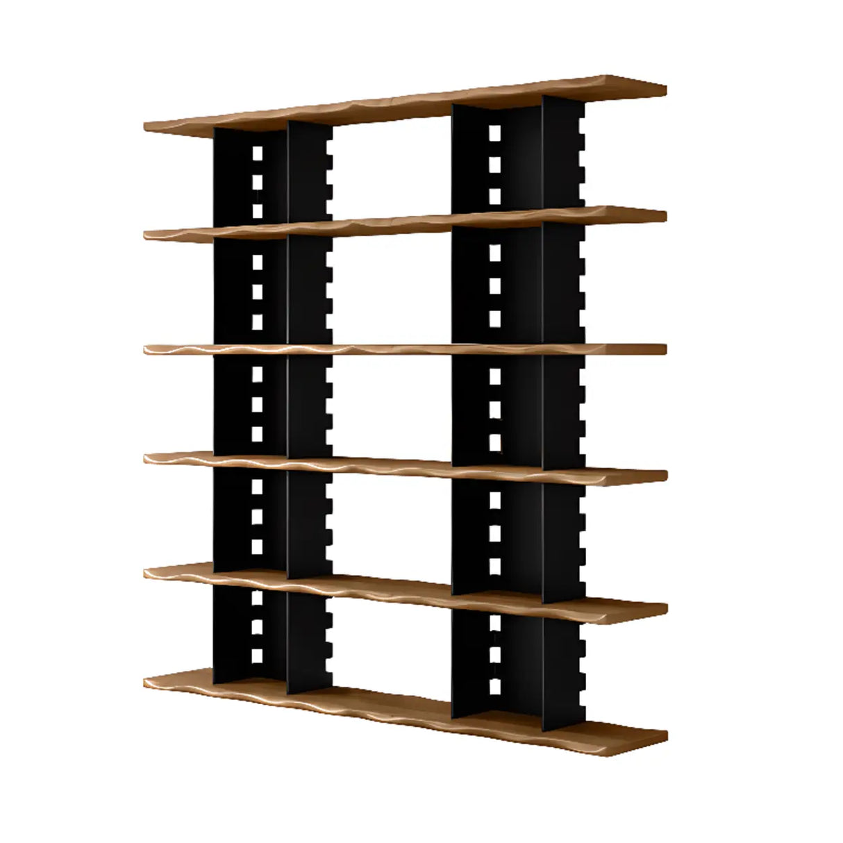 Causal Open Back Metal Frame Wooden Display Bookshelf Image - 2