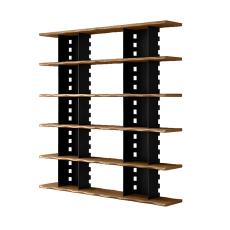 Causal Open Back Metal Frame Wooden Display Bookshelf Image - 2