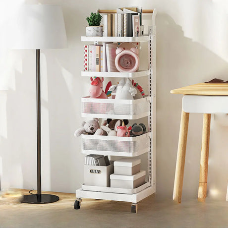 Causal Open Steel Adjustable Shelves Sliding Bookcase Image - 1