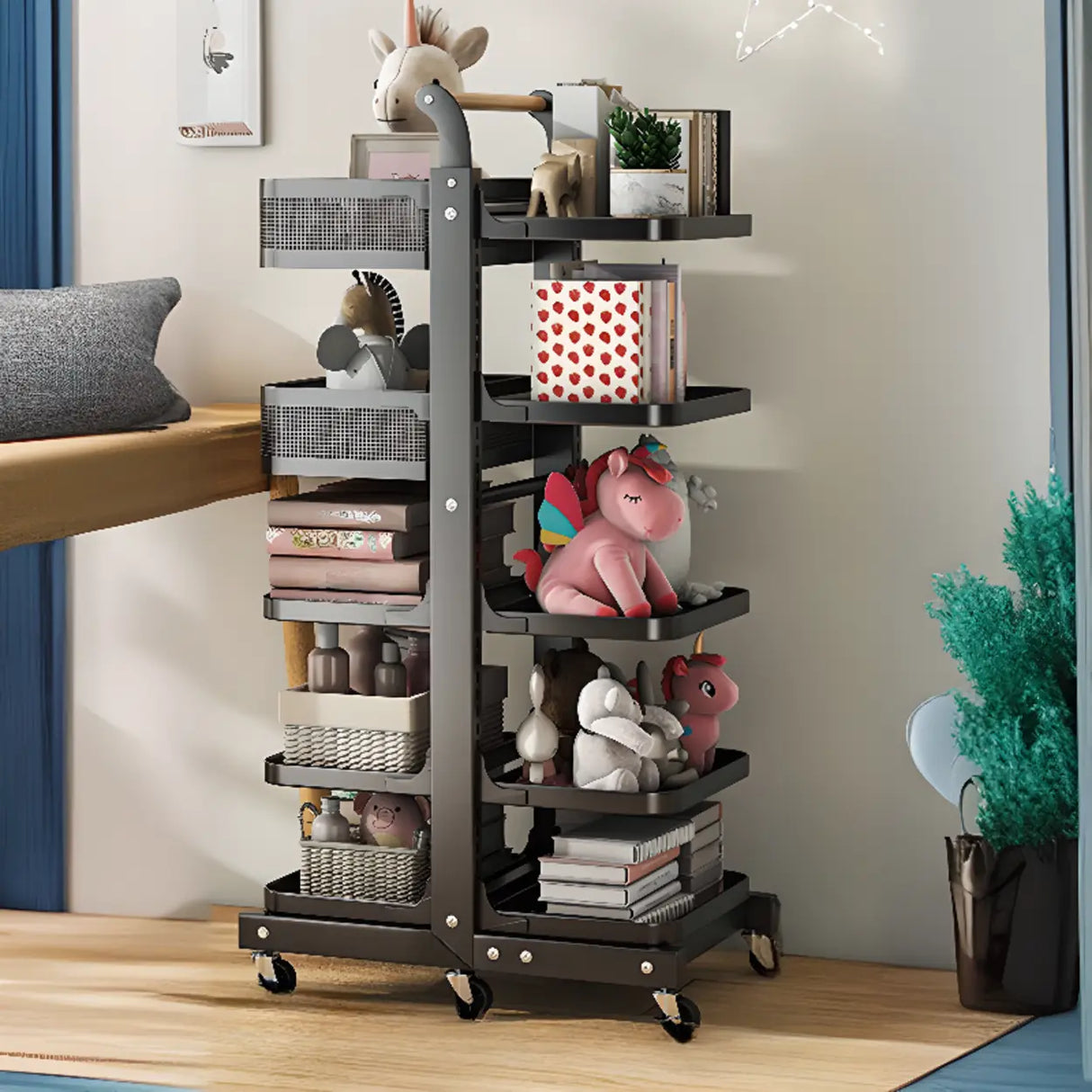 Causal Open Steel Adjustable Shelves Sliding Bookcase Image - 4