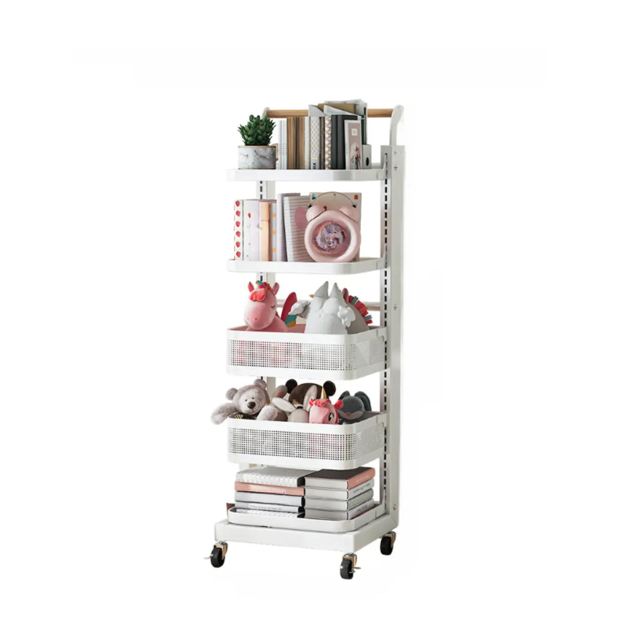 Causal Open Steel Adjustable Shelves Sliding Bookcase Image - 5