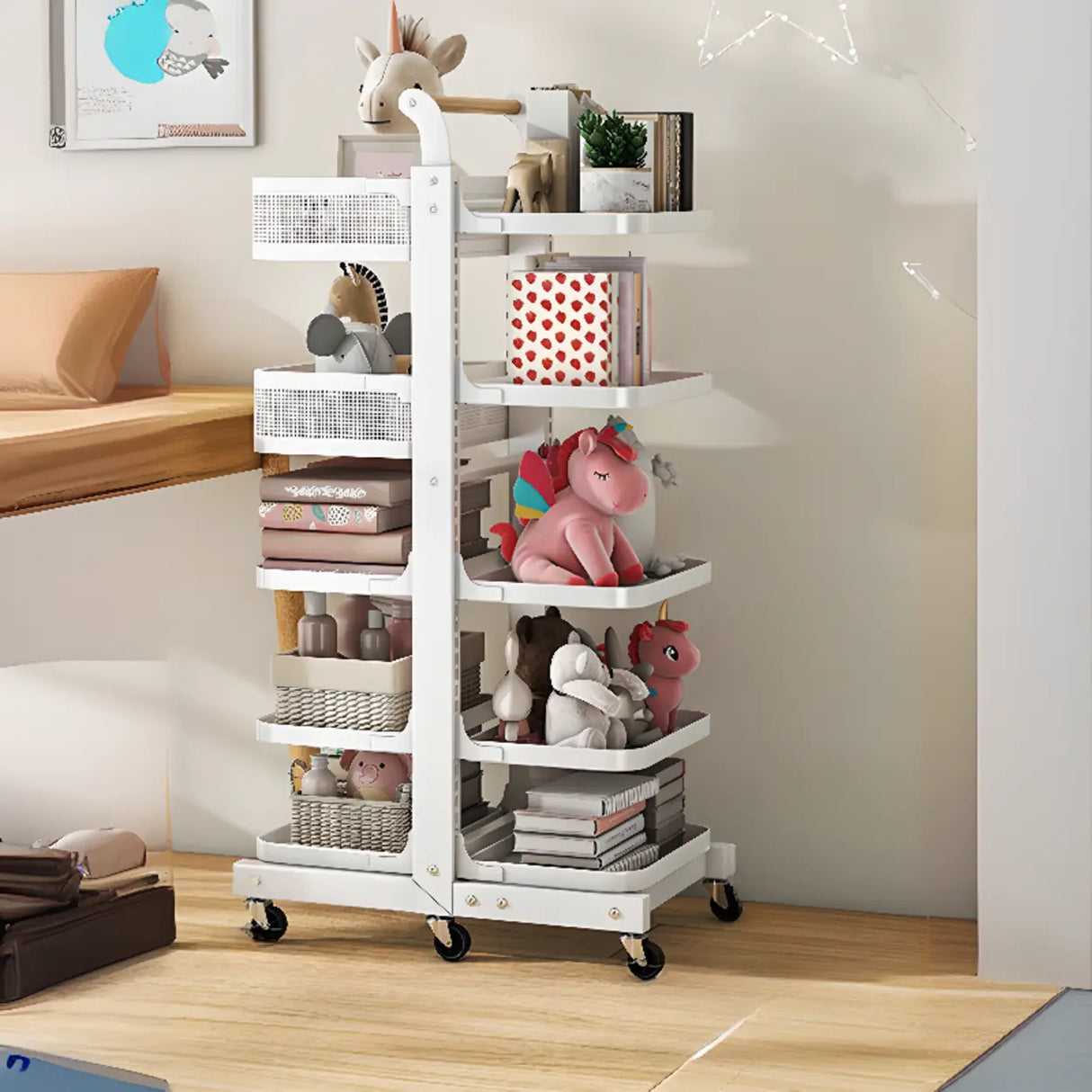 Causal Open Steel Adjustable Shelves Sliding Bookcase Image - 7