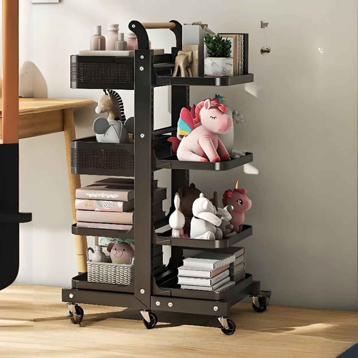 Causal Open Steel Adjustable Shelves Sliding Bookcase Image - 8