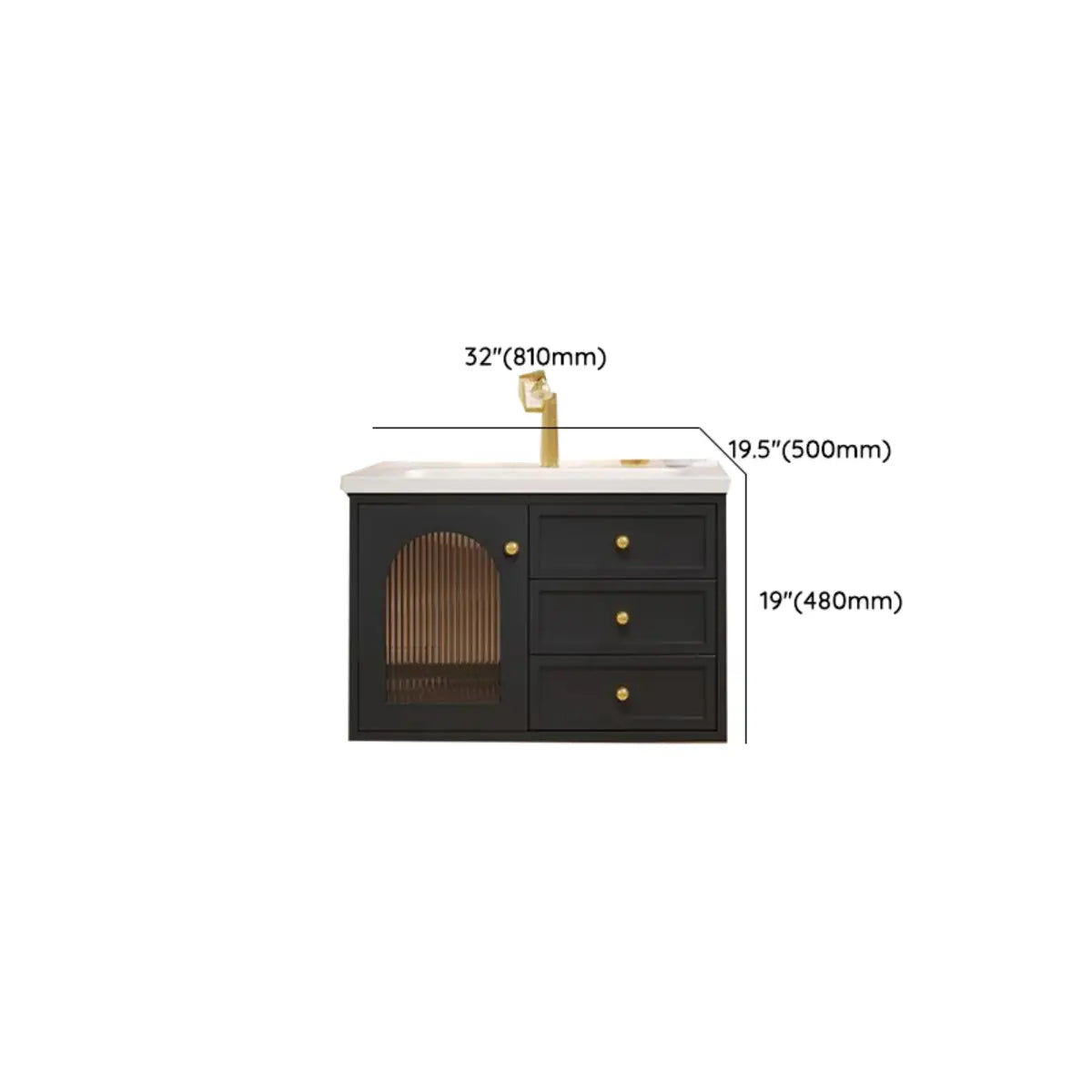 Ceramic Countertop Sink Bathroom Vanity with Mirror Cabinet Image - 11