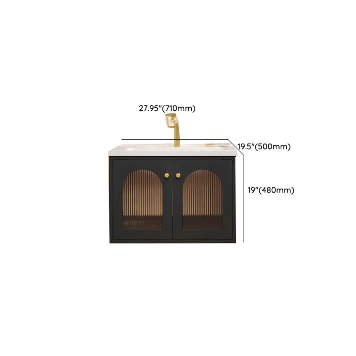 Ceramic Countertop Sink Bathroom Vanity with Mirror Cabinet Image - 9