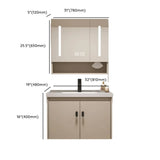 Ceramic Sink Beige Combo LED Bathroom Vanity with Mirror Image - 24