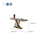 Cerulean and Brass Curved Marble Decorative Console Table #size
