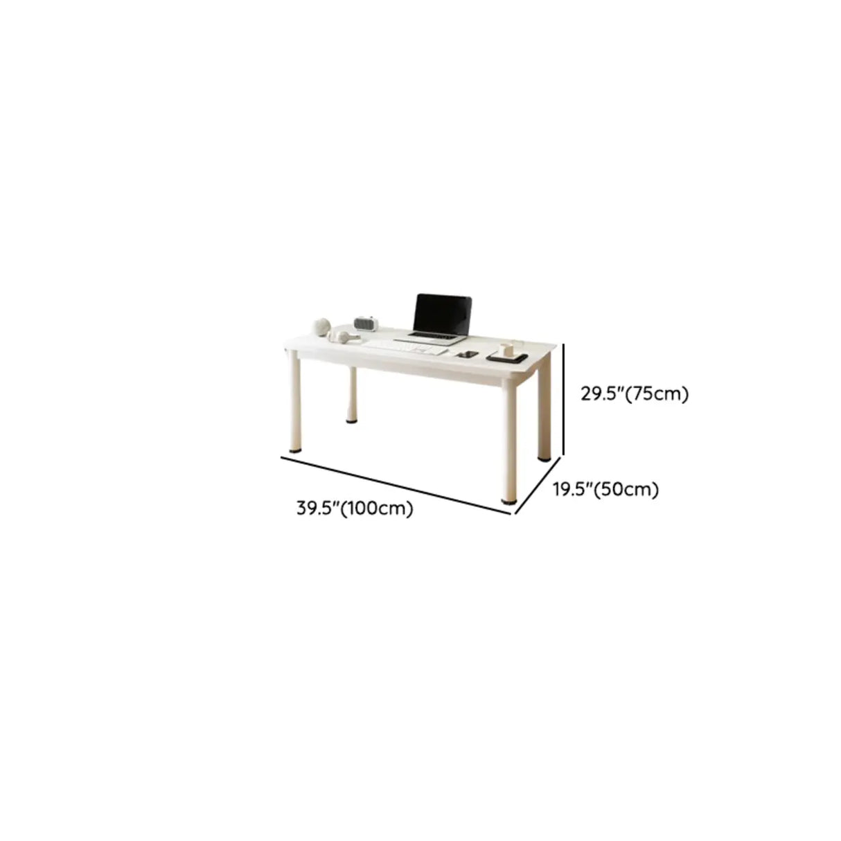 Chalk White Wooden Rectangular Computer Desk Image - 12