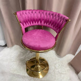 Champagne Gold Round Metal Adjustable Swivel Bar Stool Image - 11