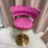 Champagne Gold Round Metal Adjustable Swivel Bar Stool Image - 11