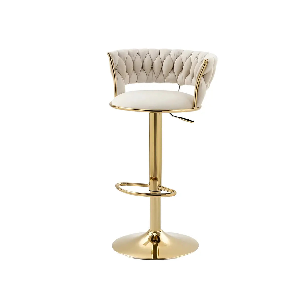 Champagne Gold Round Metal Adjustable Swivel Bar Stool Image - 13