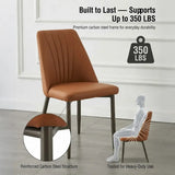 Channel Back Microfiber Leather Dining Chairs Set of 2 or 4 Image - 10