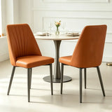 Channel Back Microfiber Leather Dining Chairs Set of 2 or 4 Image - 12