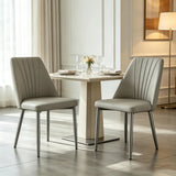 Channel Back Microfiber Leather Dining Chairs Set of 2 or 4 Image - 14