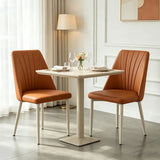 Channel Back Microfiber Leather Dining Chairs Set of 2 or 4 Image - 16