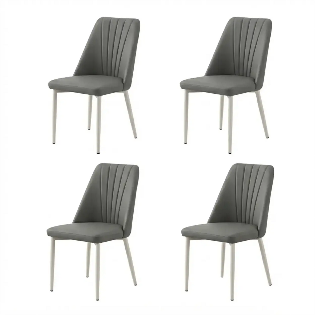 Channel Back Microfiber Leather Dining Chairs Set of 2 or 4 Image - 23