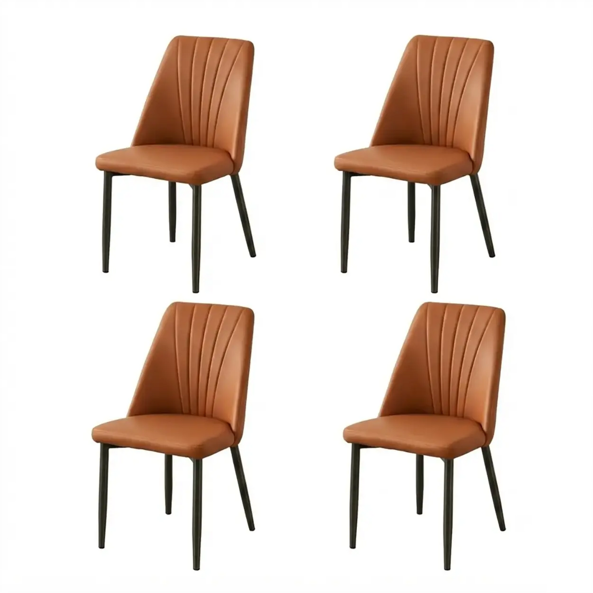Channel Back Microfiber Leather Dining Chairs Set of 2 or 4 Image - 24