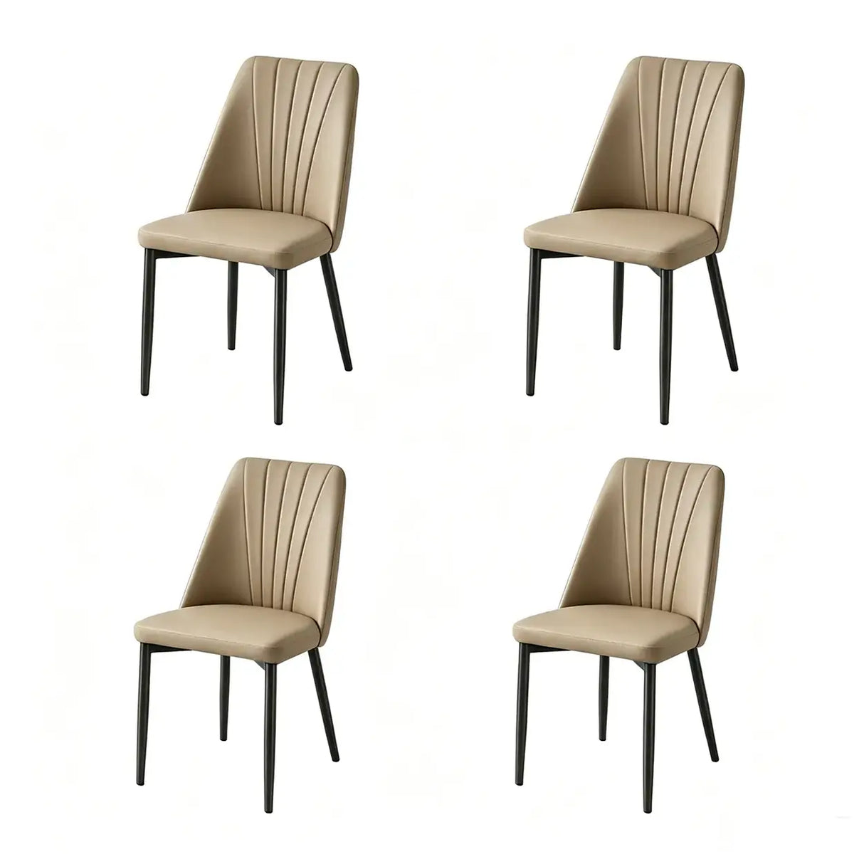 Channel Back Microfiber Leather Dining Chairs Set of 2 or 4 Image - 25