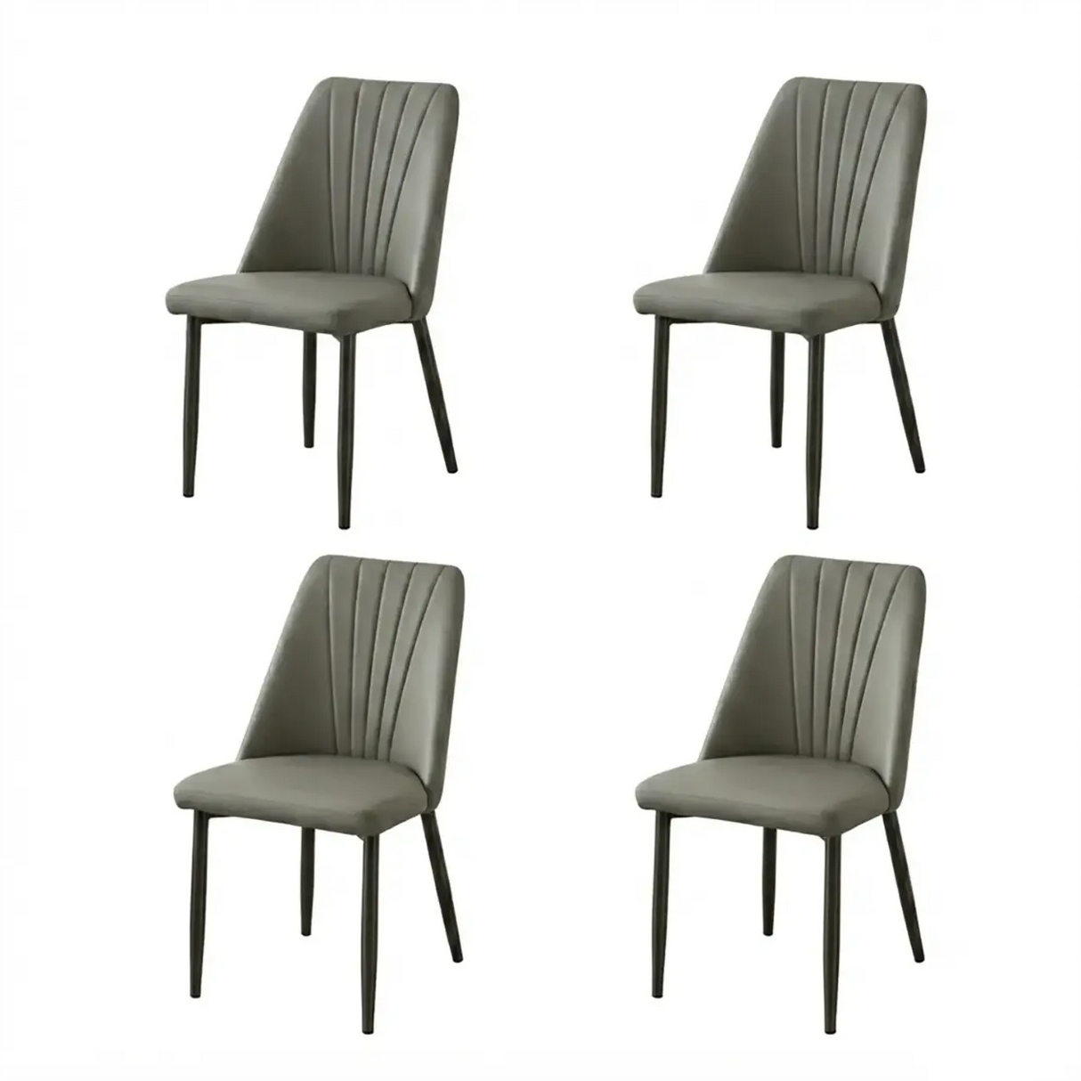 Channel Back Microfiber Leather Dining Chairs Set of 2 or 4 Image - 27
