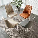Channel Back Microfiber Leather Dining Chairs Set of 2 or 4 Image - 30