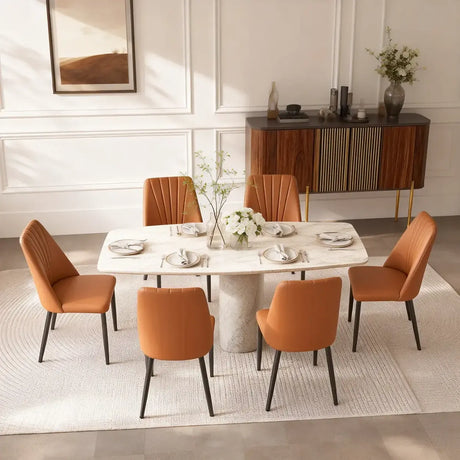 Channel Back Microfiber Leather Dining Chairs Set of 2 or 4 Image - 4