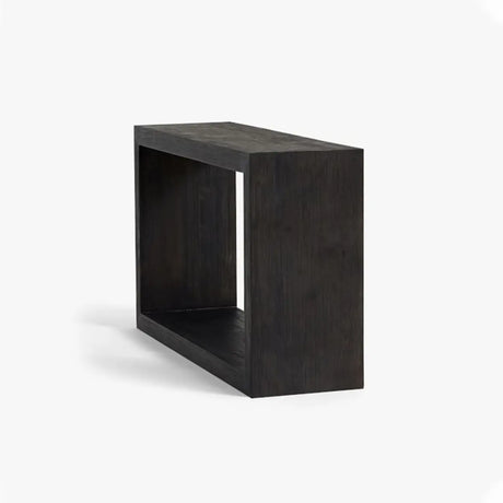 Charcoal Finish Simple Rectangular Wood Console Table Image - 2