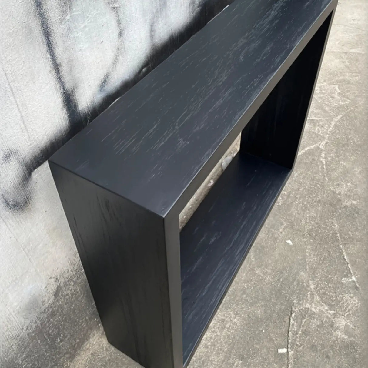 Charcoal Finish Simple Rectangular Wood Console Table Image - 6