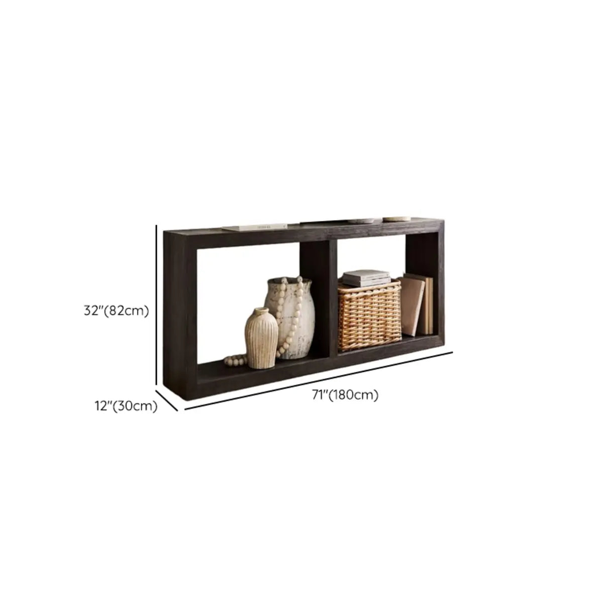 Charcoal Finish Simple Rectangular Wood Console Table 